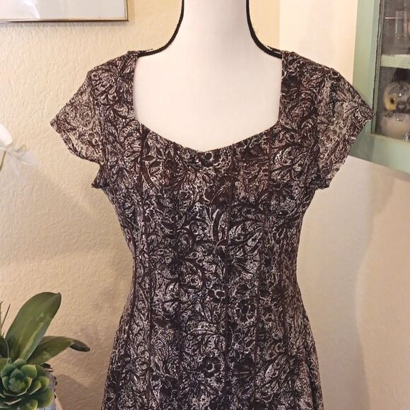 Coldwater Creek Chocolate Brown Floral Dress - Picture 2 of 11